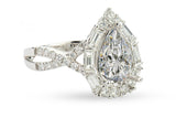 Pear Halo Round and Baguette Diamond Engagement Ring