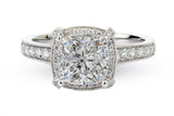 Cushion Halo Round Diamond Engagement Ring