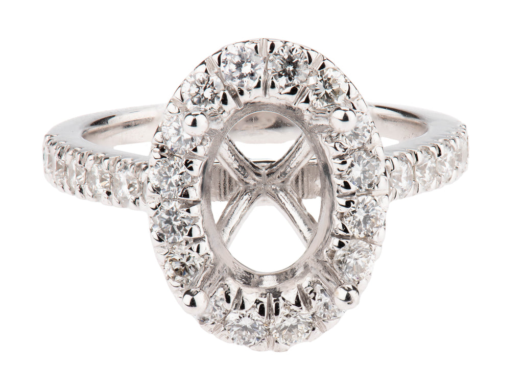 Oval Halo Round Diamond Engagement Ring