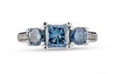 Irradiated Blue Diamond 3-Stone Ring